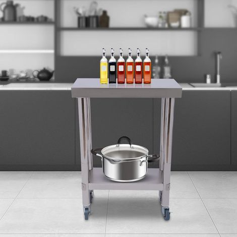 Werkbank aus Edelstahl 60 x 45 cm Werkbank Küchenwerkbank Hacktisch Gourmetküche Vorbereitungstisch + Rollen (1/5)