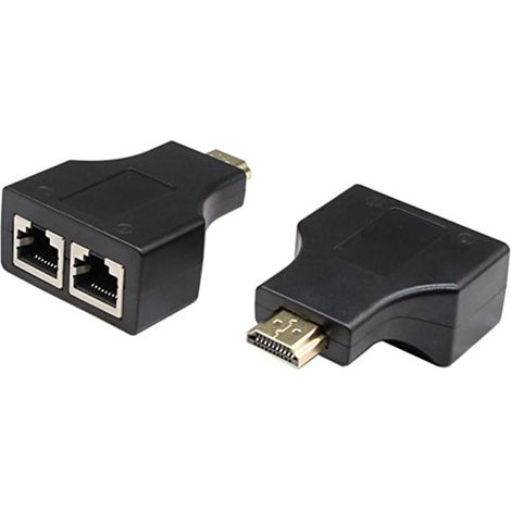 Adaptateur de convertisseur d'extension de réseau en deux parties, tête de convertisseur d'extension de réseau à double câble HDMI de 30 m (1/5)