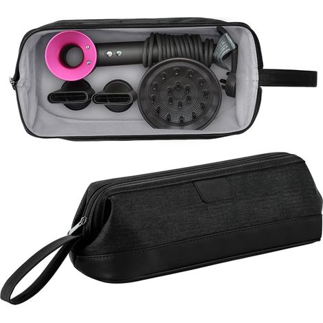 Accessoires pour sèche-cheveux : Sac de rangement universel à fermeture éclair pour sèche-cheveux, boîte de rangement cosmétique portable pour les voyages (noir) (1/5)