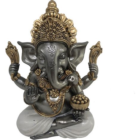Signes Grimalt Figure Ganesh Buddas Bouddha argenté - 17x14x10cm
