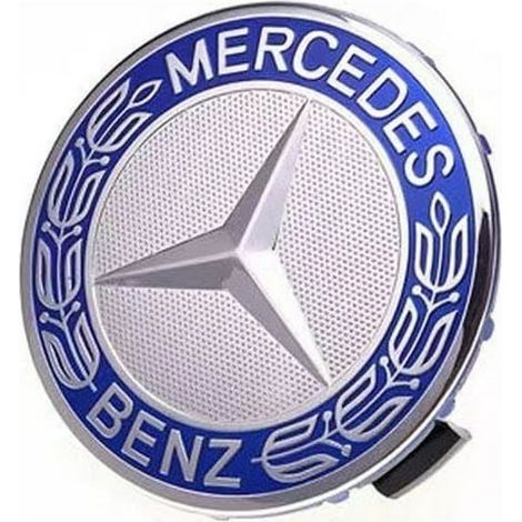 Lot de 4 enjoliveurs de roue compatibles Mercedes-Benz 75 mm, coloris bleu, capuchons de jante en plastique pour voiture (1/3)