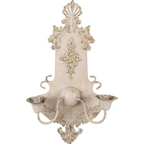 Applique Murale Design en Métal Coloris Beige et Vert 40 x 18 x 70 cm pour 2 Ampoules E14 - PANGIVO (1/4)