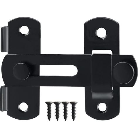 Verrou de porte exterieur, Loquet de porte de grange crochet porte coulissante acier inoxydable,verrou porte coulissante crochet sécurité porte pour fenêtre armoire à vin salle de bain noir (1/5)