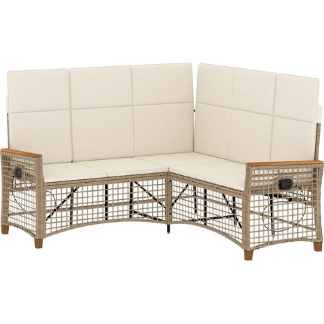 Maison Exclusive - Garten Liegesofa Set Beige und Cremeweiß 164 x