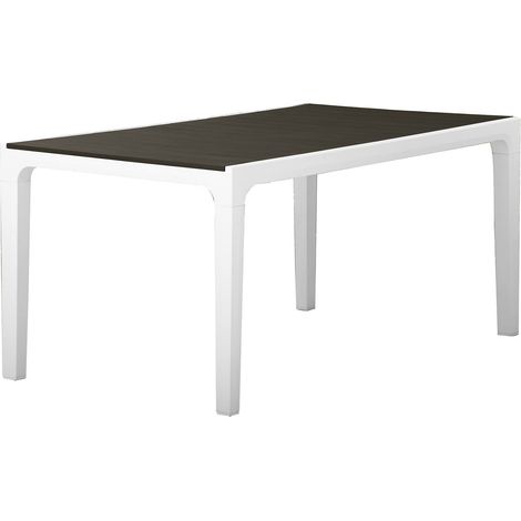 Table d'extérieur Nanaimo, 6 places, Résistant uv, Versatile, Gain de place, 90x160x74h cm, Blanc (1/5)