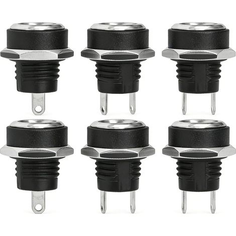 Lot de 6 Connecteurs DC Femelle 5.5mm x 2.1mm, Prise d'alimentation 12V à Souder pour Montage sur Panneau, Idéal pour Projets Électroniques, Caméra de Surveillance et Bricolage DIY