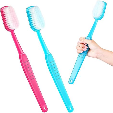 Brosses à dents géantes décoratives, brosse de toilettage pour animaux (bleue, rose) Elsa - lot de 2, grandes brosses à dents fantaisie, jouet amusant pour prendre des photos, cadeaux de fête comiques (1/3)