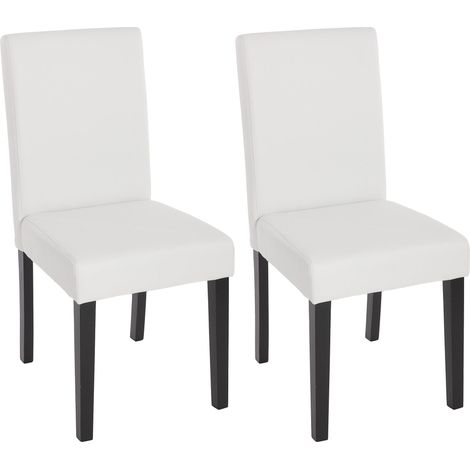 [NUNCA USADO] Juego de 2 sillas de comedor Silla de cocina Littau, polipiel, blanco mate, patas oscuras