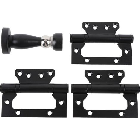 Lot 3 Charnières de porte acier manganèse 4 pouces noires silencieuses + butée magnétique pour maison intérieur (1/5)