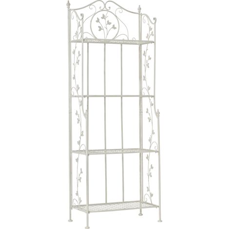 Etagère en 4 niveaux rangement chaussures plantes hauteur 158 cm en métal blanc vieilli 100003962 (1/5)