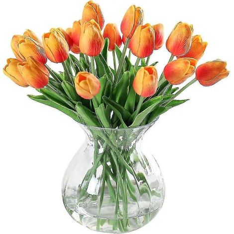 20 tulipes artificielles en latex au toucher réaliste, idéales pour un bouquet de mariage. (1/5)