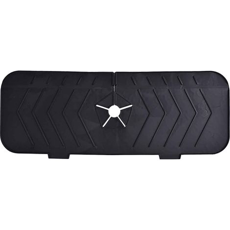 Water Blocking Pad - Silicone Faucet Splash Guard - For Kitchen Sink & Bathroom Countertop - 37 x 14 cm - Black (1/5)