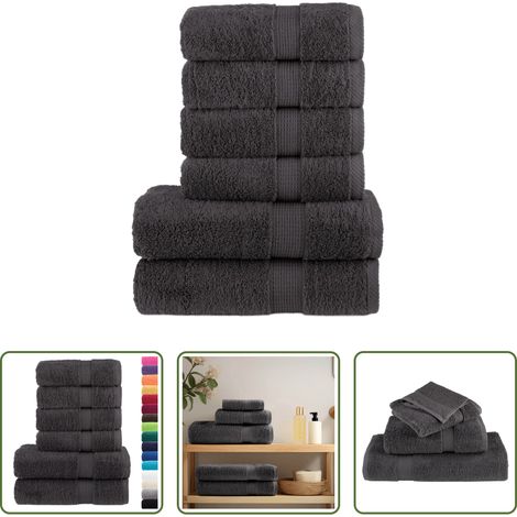 vidaXL Baumwolle - 6 tlg. Premium-Handtuch-Set SOLUND Anthrazit 600 g/m² (1/5)
