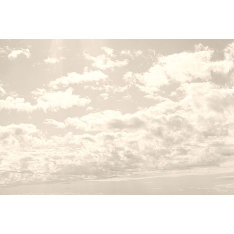 Papier peint panoramique ciel pour plafond | Tapisserie panoramique beige et blanche pour chambre | Papier peint panoramique nuages - 267 x 400 cm (4 pièces) (1/4)