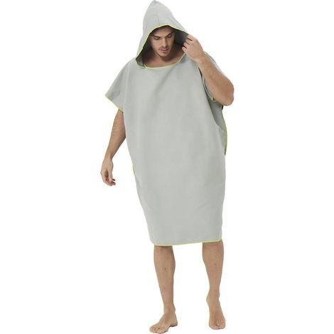 Poncho de surf, pour femmes, hommes, adultes et adolescents, poncho de bain ultraléger et à séchage rapide, poncho serviette en microfibre, également utilisable comme aide au change pour la plage (Gri (1/5)