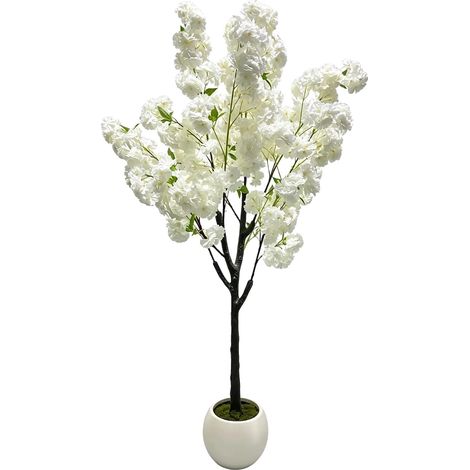 Ciliegio artificiale, design realistico, nessuna manutenzione, bianco C - 180 cm (1/2)