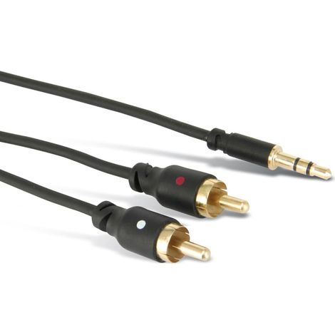Câble adaptateur audio S-IMPULS, Jack/RCA, 1,5 m, noir