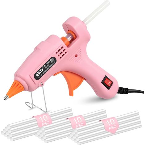 Pistolet à Colle Chaude 30W, avec 30 Bâtons de Colle (7 mm x 150 mm), Mini Pistolet à Colle Chaude pour Bricolage, Loisirs Créatifs, Réparations à Domicile, Rose (1/5)