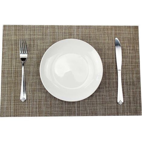 Sets de table à manger, napperons antidérapants, résistants à la chaleur, en vinyle tissé PVC, lavables, lot de 4, résistants aux taches (abricot, 4) (1/4)
