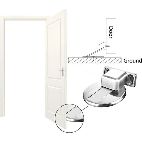 Lot de 2 butées de porte magnétiques en métal autocollantes pour porte de maison (1/5)