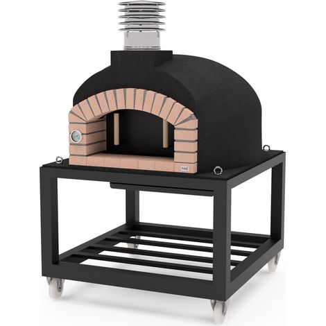 MOVELAR - Horno de Leña Exterior de Obra OLYMPUS MONS Negro 130x130x161 cm Aislado con Corcho y 3 Mantas Cerámicas Horno de Obra para Jardín y Terraza - REF: M00571 (1/4)