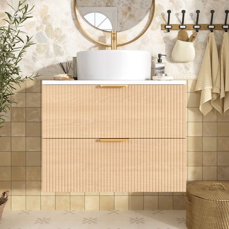 mobile cassetti 60 cm sospeso lavabo ceramica OKMYHOME (1/5)
