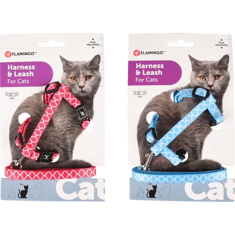 Harnais Chat Laisse Harnais Chaton réglable 2 Couleurs Taille Unique, 20-35cm, Gilet refléchissant Respirant Boucle à clic Laisse a Un Mousqueton - Pas de Choix de Couleur Possible (1/4)