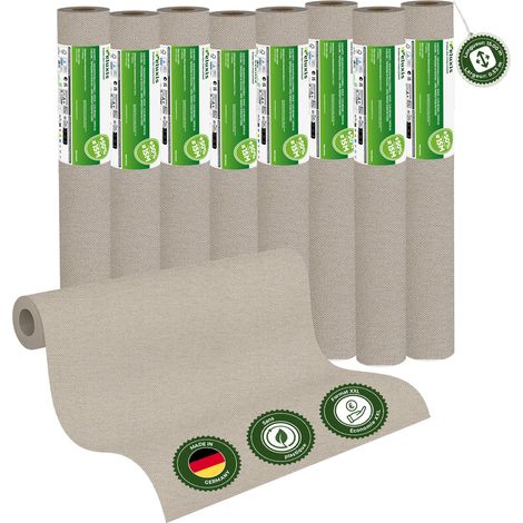 Veluxis® UNI Glattvlies Vliestapete XXL Rolle 15m x 0,53m Greige – Matt & leicht strukturiert – Wandklebetechnik ohne Einweichen – Hoch waschbeständig & stoßfest – Made in Germany