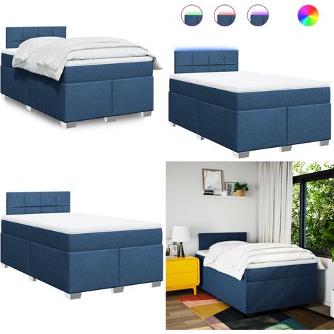 vidaXL Boxspringbett mit Matratze Blau 120x200 cm Stoff (1/5)