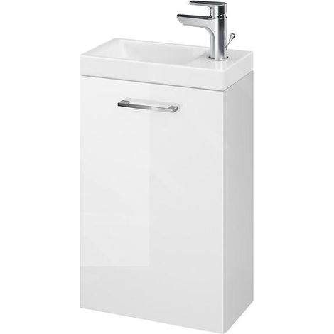 Cersanit Lara - Meuble avec lavabo, 59x39x22 cm, 1 porte, charnières G/D, blanc S801-187-DSM (1/3)