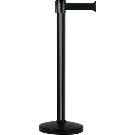 Poteau Alu Noir laqué à sangle Noir 5m x 50mm sur socle portable 10kg - 2052382 (1/2)