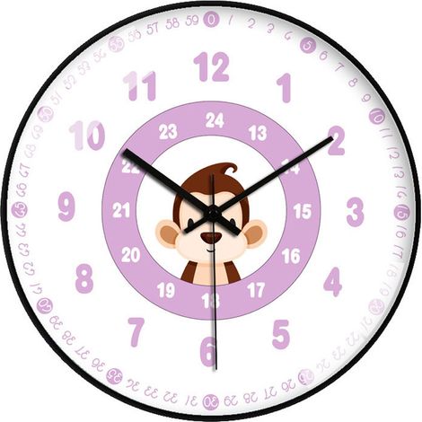 1 Horloge murale, 30 cm, chiffres colorés, aiguilles distinctes, apprentissage du temps, chambre enfant et classe (1/5)