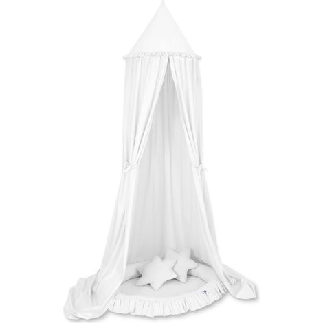 Set: baldacchino sospeso per la cameretta dei bambini, nido con volant, cuscini - bianco (1/5)