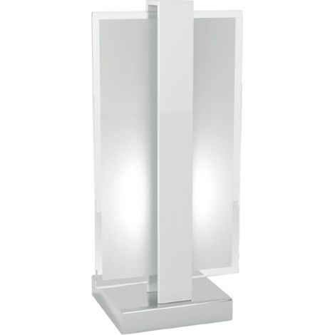 Abat-jour moderna top light cross 1106 p e27 led metallo vetro lampada tavolo, finitura metallo bianco