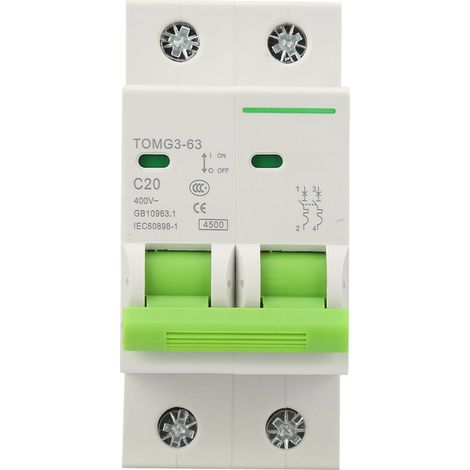 Disjoncteur miniature TOMG3-63 2P C20A avec protection différentielle, interrupteur automatique modulaire, disjoncteur de fuite à air pour tableau électrique, 20 ampères, 2 pôles, type C, sécurité dom (1/5)
