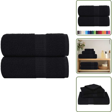 The Living Store Waschtücher FROGN 2 Stk. Schwarz 30x30 cm 360 g/m² - Baumwollhandtuch (1/5)