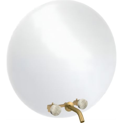 Espejo LED redondo de 3 orificios + mezclador de lavabo empotrado de 3 orificios JACOB DELAFON Grands Boulevards suavidad mineral y latón cepillado