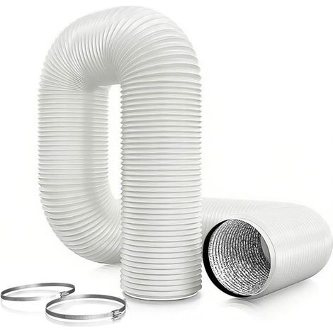 150mm Tuyau d'évacuation d'air 6m, tuyau flexible en PVC et aluminium, tuyau d'évacuation avec 2 colliers de serrage en acier (1/4)