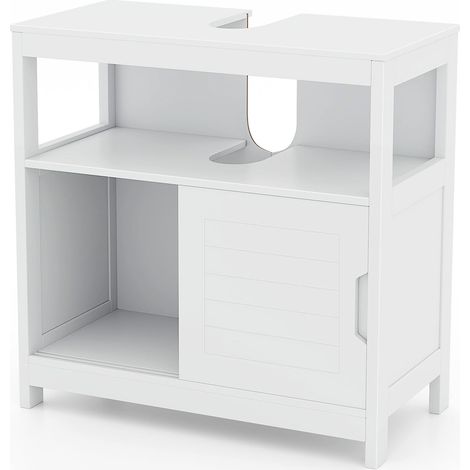 COSTWAY Under Sink Vanity Cabinet Bathroom Sink Cupboard w/U-shaped Cut-out Design (1/5)