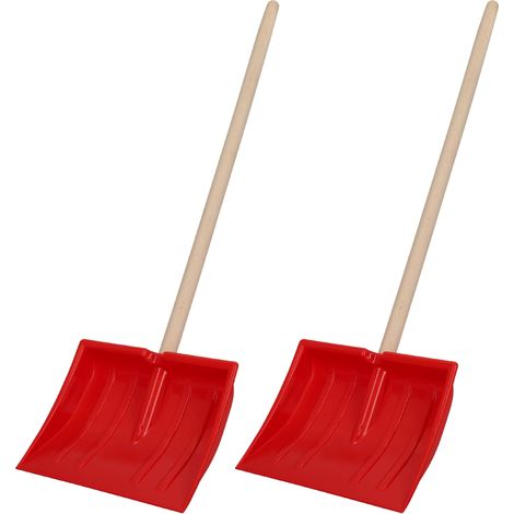 KOTARBAU® 2 pièces Pelle à Neige - plastique - 25x20 cm - Pelle Enfant - avec Manche en Bois - Ergonomique - Légère - Rouge Naturel (1/5)