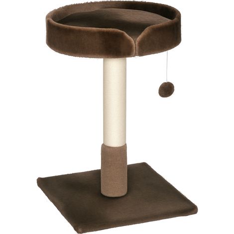 PawHut Small Cat Tree for Indoor Cats with Sisal Scratching Post Kitten Bed Cushion Ball Toy, Brown, 45x45x70 cm