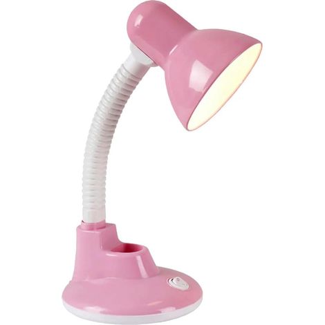 Lampe de Bureau Flexo Rose Métal Design Élégant Lecture Travail E27 (1/4)