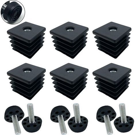 6 Pièces Bouchon Fileté Carré, Bouchon Carré en Plastique avec Pieds de Meuble, pour Les Tuyaux en Métal, Les Chaises, Les Canapés, Les Tables Et Les Étagères(M8, 35 x 35mm) (1/5)