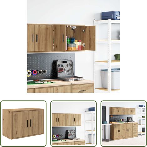 Rangement outils -  Armoire murale de garage chêne artisanal bois d'ingénierie (1/5)