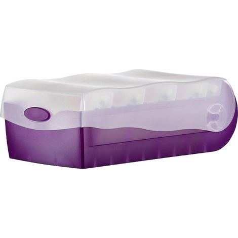 HAN CROCO 998-673 Boîte à fiches translucide, lilas nombre maximum de cartes: 500 cartes A8 horizontal avec 100 cartes