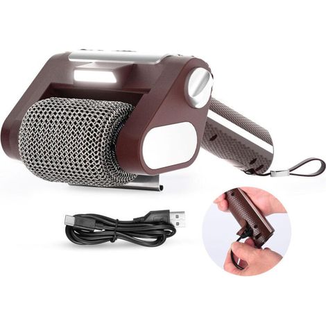 Brosse de nettoyage électrique sans balais pour barbecue - rechargeable, avec roues en acier inoxydable, lumière LED, marron.