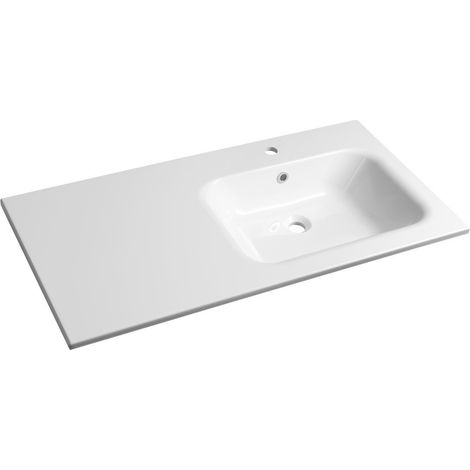 ARECA Lavabo en marbre coulé 101x51,5cm, droite, blanc (1/4)