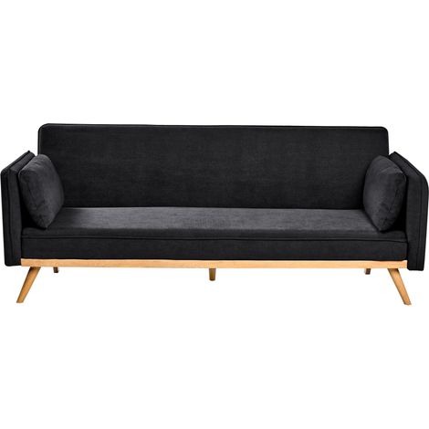 Sofá cama de tela mecanismo clic-clac para dormir minimalista negro Asaa