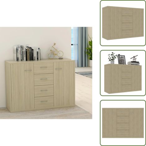 Aparador de cajones - vidaXL Aparador de madera contrachapada color roble Sonoma 88x30x65 cm - Aparador decorativo