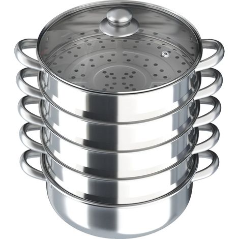 Cuit-vapeur, design à 5 niveaux, compatible lave-vaisselle, Argent 30cm (1/2)